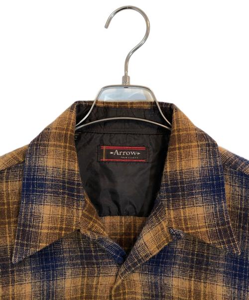 ARROW（アロー）ARROW (アロー) 開襟ウールチェックシャツ ブラウン サイズ:不明の古着・服飾アイテム