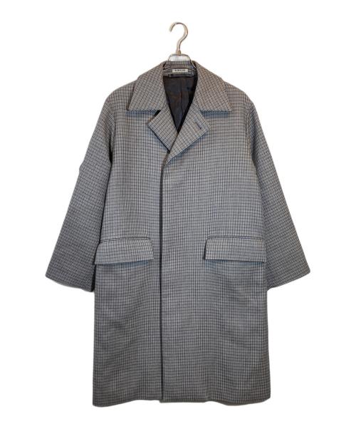 AURALEE（オーラリー）AURALEE (オーラリー) DOUBLE FACE CHECK SOUTIEN COLLAR COAT グレー サイズ:SIZE 3の古着・服飾アイテム