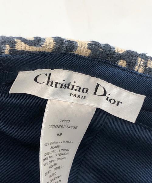 Christian Dior（クリスチャン ディオール）Christian Dior (クリスチャン ディオール) オブリーク キャップ ネイビー×ベージュ サイズ:59の古着・服飾アイテム