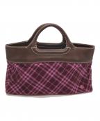 BURBERRY BLUE LABELバーバリー ブルー レーベル）の古着「ウール ノバチェックハンドバッグ」｜ブラウン×パープル
