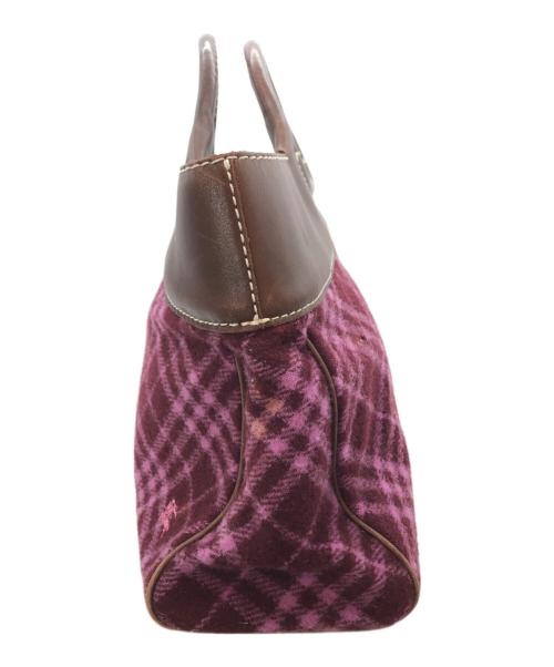 BURBERRY BLUE LABEL（バーバリー ブルー レーベル）BURBERRY BLUE LABEL (バーバリー ブルー レーベル) ウール ノバチェックハンドバッグ ブラウン×パープルの古着・服飾アイテム