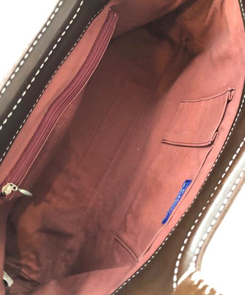 BURBERRY BLUE LABEL（バーバリー ブルー レーベル）BURBERRY BLUE LABEL (バーバリー ブルー レーベル) ウール ノバチェックハンドバッグ ブラウン×パープルの古着・服飾アイテム