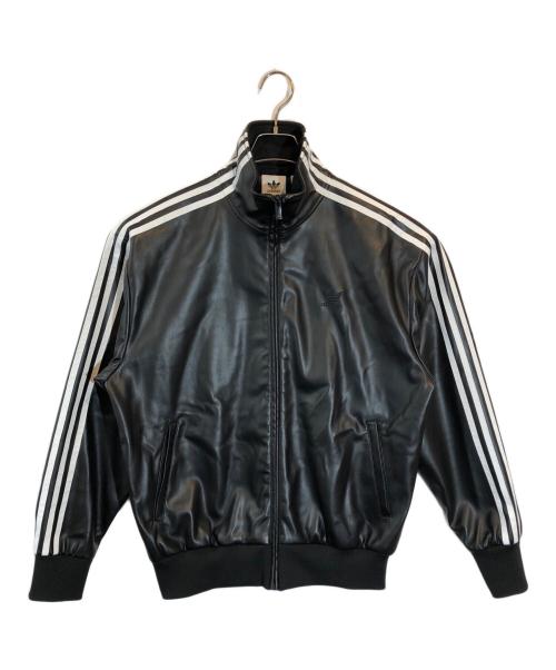 adidas（アディダス）adidas (アディダス) フェイクレザー ファイヤーバード トラックスーツジャケット ブラック サイズ:XLの古着・服飾アイテム