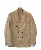 EMMETIエンメティ）の古着「ゴートスキンスウェードダブルジャケット」｜ベージュ