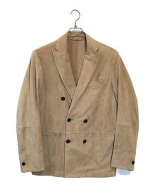EMMETI（エンメティ）の古着「ゴートスキンスウェードダブルジャケット」｜ベージュ