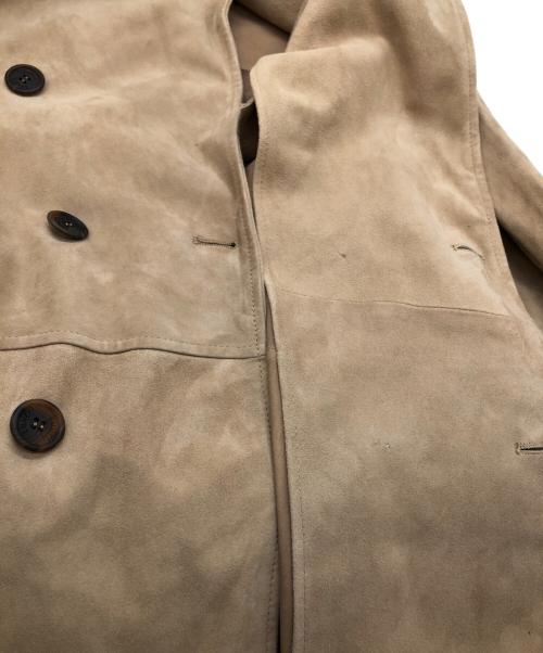 EMMETI（エンメティ）EMMETI (エンメティ) ゴートスキンスウェードダブルジャケット ベージュ サイズ:SIZE 48の古着・服飾アイテム