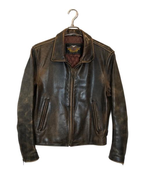 HARLEY-DAVIDSON（ハーレーダビッドソン）HARLEY-DAVIDSON (ハーレーダビッドソン) カウレザージャケット ブラウン サイズ:SIZE Mの古着・服飾アイテム