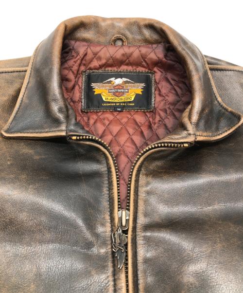 HARLEY-DAVIDSON（ハーレーダビッドソン）HARLEY-DAVIDSON (ハーレーダビッドソン) カウレザージャケット ブラウン サイズ:SIZE Mの古着・服飾アイテム