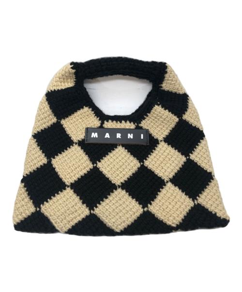 MARNI（マルニ）MARNI (マルニ) マルニマーケット テックウール MARNI MARKET DIAMOND ミニバッグ ホワイト×ブラックの古着・服飾アイテム