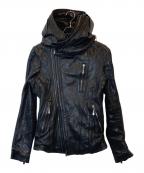 Luv Maisonラブメゾン）の古着「アシンメトリー レザーパーカー」｜ブラック