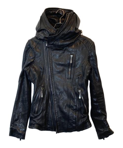 Luv Maison（ラブメゾン）Luv Maison (ラブメゾン) アシンメトリー レザーパーカー ブラック サイズ:48の古着・服飾アイテム