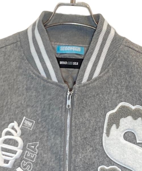 ICE CREAM（アイスクリーム）Ice Cream (アイスクリーム) WIND AND SEA (ウィンダンシー) VARSITY JACKET グレー サイズ:XLの古着・服飾アイテム