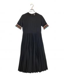 PAUL SMITH（ポールスミス）の古着「ジャージー 半袖プリーツワンピース」｜ブラック