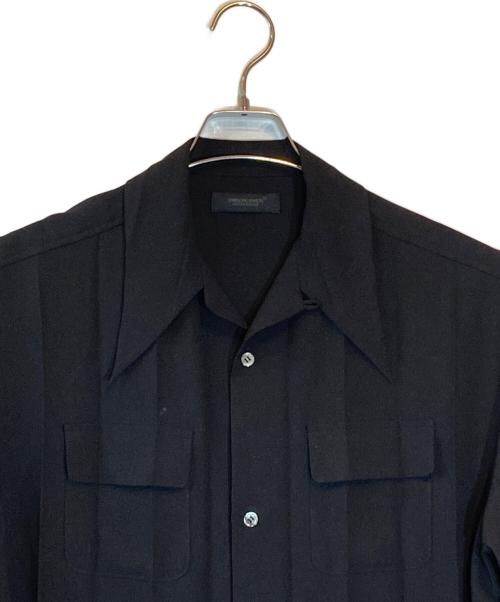 UNDERCOVER（アンダーカバー）UNDERCOVER (アンダーカバー) プリーツ加工オープンカラーシャツ ブラック サイズ:SIZE 1の古着・服飾アイテム