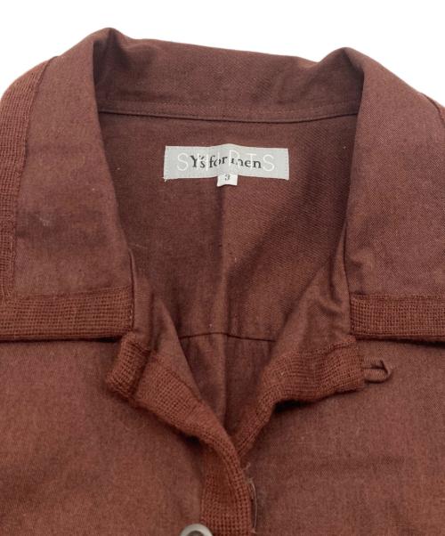 Y's for men（ワイズフォーメン）Y'S for men (ワイズフォーメン) ニットラインオープンカラーシャツ ブラウン サイズ:SIZE 3の古着・服飾アイテム