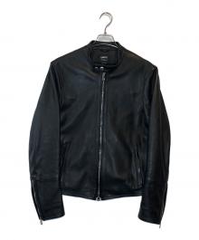 EMMETI（エンメティ）の古着「コラボ ラムレザー シングルライダースジャケット」｜ブラック