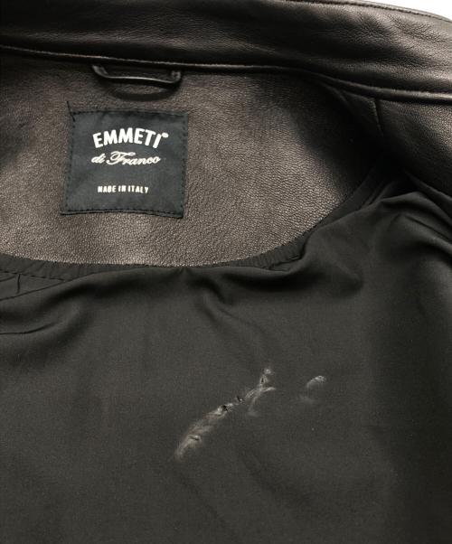 EMMETI（エンメティ）EMMETI (エンメティ) コラボ ラムレザー シングルライダースジャケット ブラック サイズ:48の古着・服飾アイテム