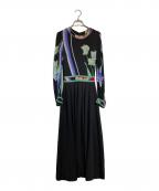 LEONARD PARISレオナール パリ）の古着「シルク花柄ワンピース」｜ブラック