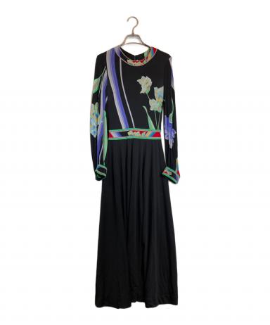 美品♡レオナールパリ シルク100% 花柄 ワンピース 36 S ブラック 中古・古着通販】LEONARD PARIS (レオナール パリ) シルク花柄