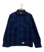 WTAPSダブルタップス）の古着「VATOS L/S 開襟 WOOL SHIRT」｜ネイビー