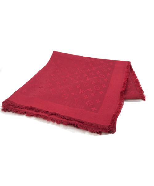 LOUIS VUITTON（ルイ ヴィトン）LOUIS VUITTON (ルイ ヴィトン) シルクウールモノグラムストール レッドの古着・服飾アイテム