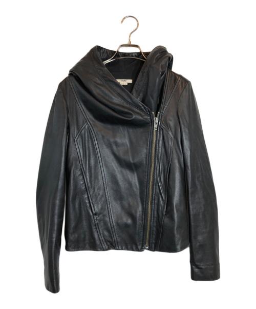 HELMUT LANG（ヘルムートラング）HELMUT LANG (ヘルムートラング) フード付レザージャケット ブラック サイズ:Pの古着・服飾アイテム