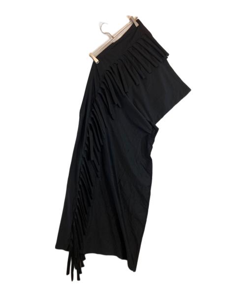 JUNYA WATANABE COMME des GARCONS（(ジュンヤワタナベ コムデギャルソン）JUNYA WATANABE COMME des GARCONS ((ジュンヤワタナベ コムデギャルソン) 変形フリンジノースリーブワンピース ブラック サイズ:XSの古着・服飾アイテム