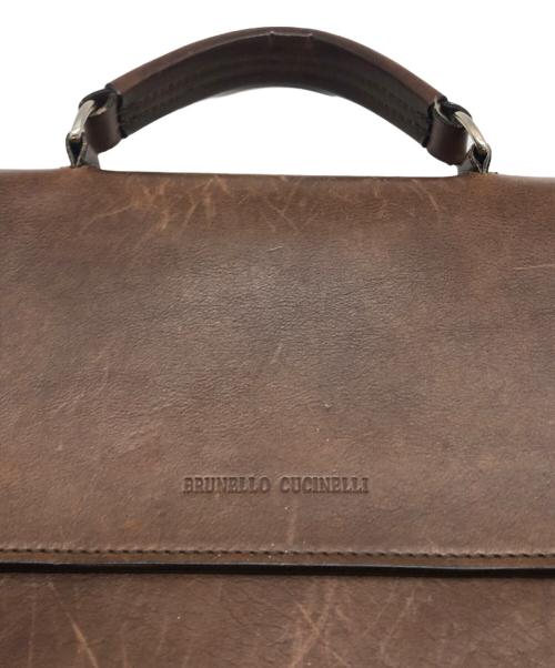 BRUNELLO CUCINELLI（ブルネロクチネリ）BRUNELLO CUCINELLI (ブルネロクチネリ) カーフスキン ブリーフケース ブラウンの古着・服飾アイテム