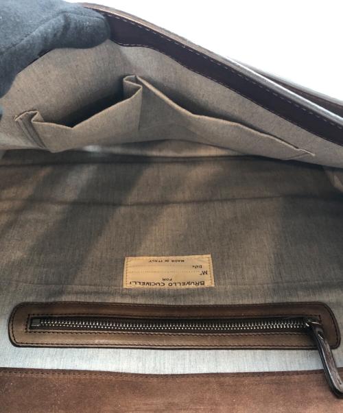 BRUNELLO CUCINELLI（ブルネロクチネリ）BRUNELLO CUCINELLI (ブルネロクチネリ) カーフスキン ブリーフケース ブラウンの古着・服飾アイテム