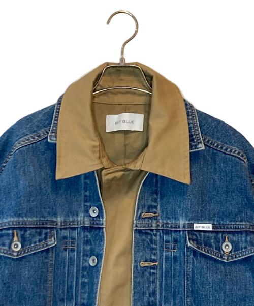 bit blue（ビットブルー）bit blue (ビットブルー) コンビネーションオーバーサイズドコート ブルー×ベージュ サイズ:1の古着・服飾アイテム