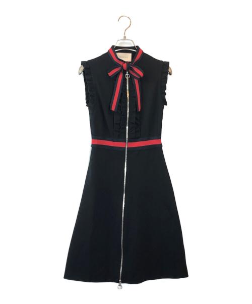 GUCCI（グッチ）GUCCI (グッチ) シェリーライン ウェブトリム ジャージー ドレス ワンピース ブラック サイズ:SIZE XSの古着・服飾アイテム