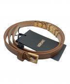 VERSACEヴェルサーチェ）の古着「ロゴ レザー ベルト」｜ブラウン