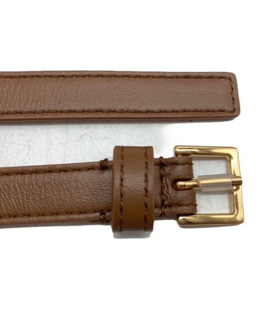 VERSACE（ヴェルサーチェ）VERSACE (ヴェルサーチェ) ロゴ レザー ベルト ブラウン サイズ:80/32の古着・服飾アイテム