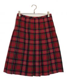 ROBE DE CHAMBRE COMME DES GARCONS（ローブドシャンブル コムデギャルソン）の古着「タータンチェック ウール プリーツ スカート」｜レッド