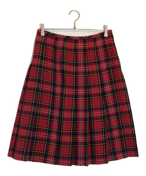 ROBE DE CHAMBRE COMME DES GARCONS（ローブドシャンブル コムデギャルソン）ROBE DE CHAMBRE COMME DES GARCONS (ローブドシャンブル コムデギャルソン) タータンチェック ウール プリーツ スカート レッド サイズ:SIZE Lの古着・服飾アイテム