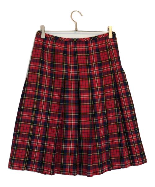 ROBE DE CHAMBRE COMME DES GARCONS（ローブドシャンブル コムデギャルソン）ROBE DE CHAMBRE COMME DES GARCONS (ローブドシャンブル コムデギャルソン) タータンチェック ウール プリーツ スカート レッド サイズ:SIZE Lの古着・服飾アイテム