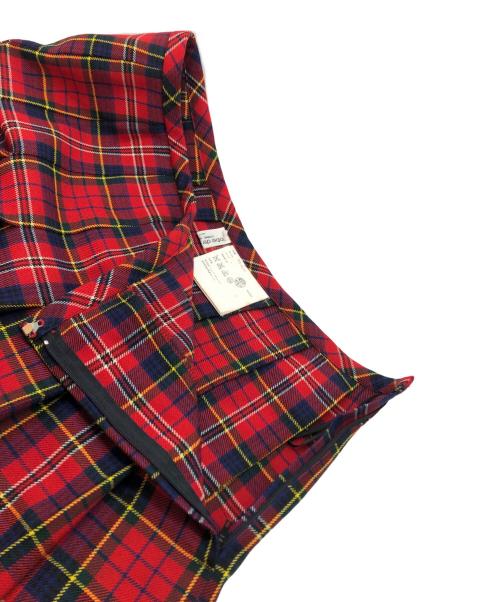 ROBE DE CHAMBRE COMME DES GARCONS（ローブドシャンブル コムデギャルソン）ROBE DE CHAMBRE COMME DES GARCONS (ローブドシャンブル コムデギャルソン) タータンチェック ウール プリーツ スカート レッド サイズ:SIZE Lの古着・服飾アイテム