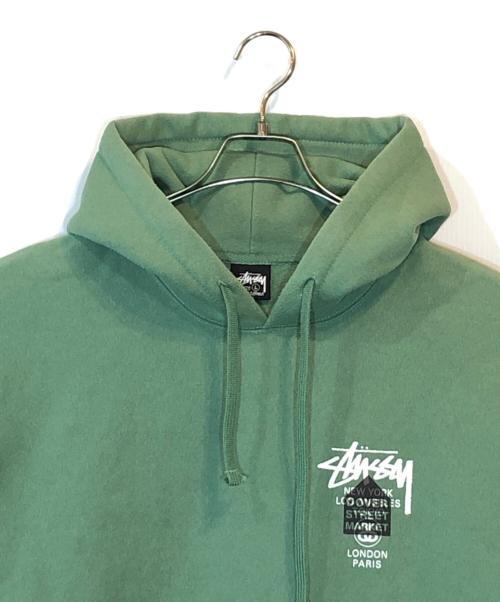 stussy（ステューシー）stussy (ステューシー) DOVER STREET MARKET (ドーバー ストリート マーケット) DSM World Tour Hoodie グリーン サイズ:Lの古着・服飾アイテム