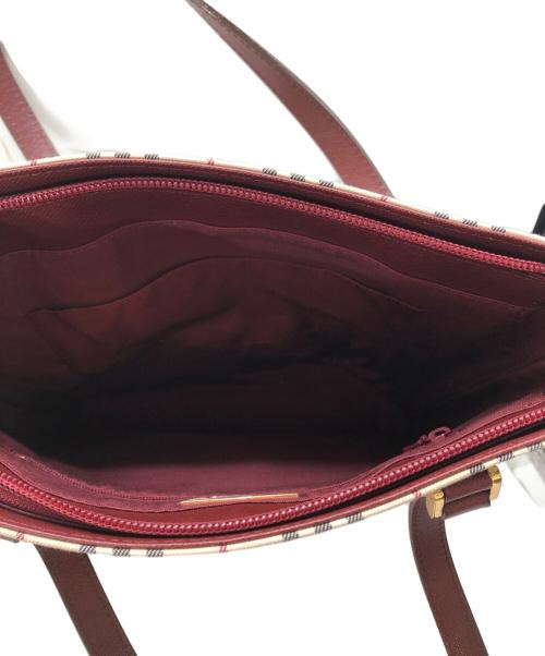 BURBERRY（バーバリー）BURBERRY (バーバリー) ハンドバッグ ベージュ×レッドの古着・服飾アイテム