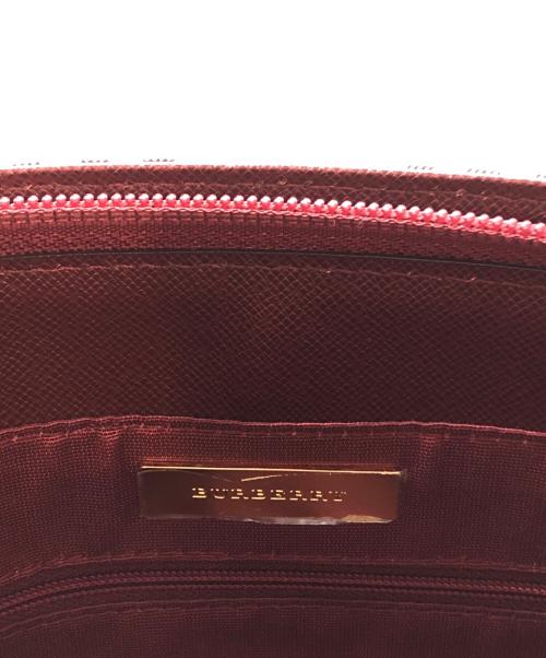 BURBERRY（バーバリー）BURBERRY (バーバリー) ハンドバッグ ベージュ×レッドの古着・服飾アイテム