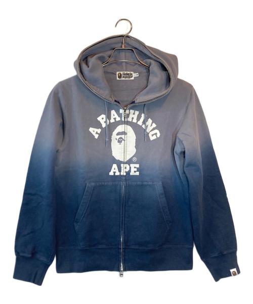 A BATHING APE（ア ベイシング エイプ）A BATHING APE (ア ベイシング エイプ) カレッジロゴグラデーションジップパーカー ネイビー×グレー サイズ:Mの古着・服飾アイテム