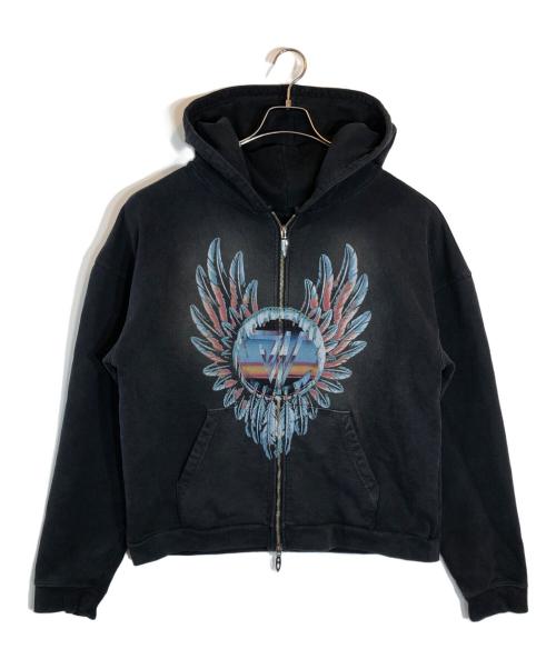 JUN/NAKAYAMA（ジュン ナカヤマ）JUN/NAKAYAMA (ジュン ナカヤマ) FEATHER ZIP HOODIE ブラック サイズ:Mの古着・服飾アイテム