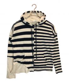 GREG LAUREN（グレッグローレン）の古着「ボーダーパーカー」｜ホワイト×ネイビー