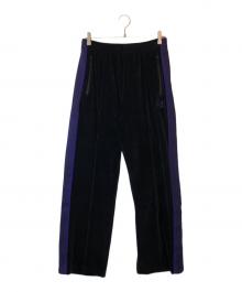 Needles（ニードルズ）の古着「ベロアトラックパンツ」｜ブラック×パープル