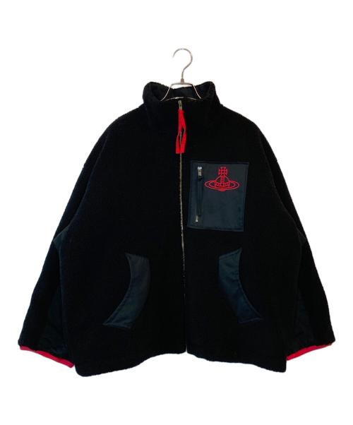 Vivienne Westwood RED LABEL（ヴィヴィアンウエストウッドレッドレーベル）Vivienne Westwood RED LABEL (ヴィヴィアンウエストウッドレッドレーベル) リサイクルポリエステルボアジップブルゾン ブラック サイズ:00の古着・服飾アイテム