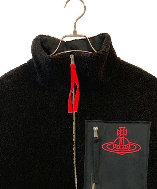 Vivienne Westwood RED LABEL（ヴィヴィアンウエストウッドレッドレーベル）Vivienne Westwood RED LABEL (ヴィヴィアンウエストウッドレッドレーベル) リサイクルポリエステルボアジップブルゾン ブラック サイズ:00の古着・服飾アイテム