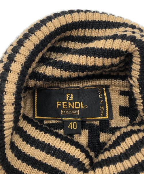 FENDI（フェンディ）FENDI (フェンディ) ズッカ柄 タートルネック ニット ブラウン×イエロー サイズ:Lの古着・服飾アイテム