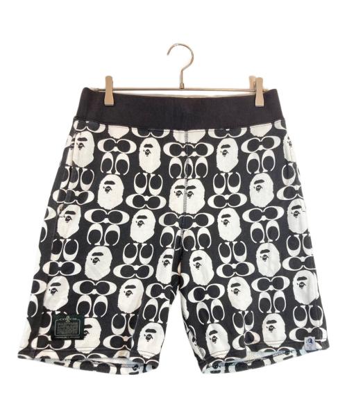 COACH（コーチ）COACH (コーチ) BAPE BY A BATHING APE (ベイプバイアベイシングエイプ) ハーフパンツ ホワイト×ブラック サイズ:Lの古着・服飾アイテム