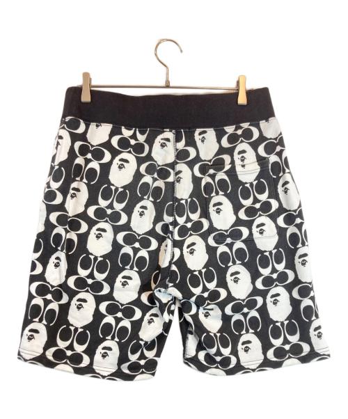 COACH（コーチ）COACH (コーチ) BAPE BY A BATHING APE (ベイプバイアベイシングエイプ) ハーフパンツ ホワイト×ブラック サイズ:Lの古着・服飾アイテム