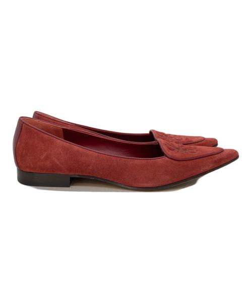 LOEWE（ロエベ）LOEWE (ロエベ) アナグラム スエード パンプス レッド サイズ:SIZE 23cmの古着・服飾アイテム